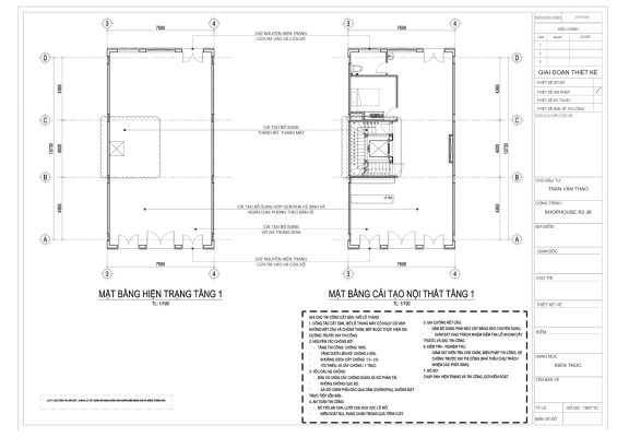 thiet ke tang 1 shop house bai kem cho thue