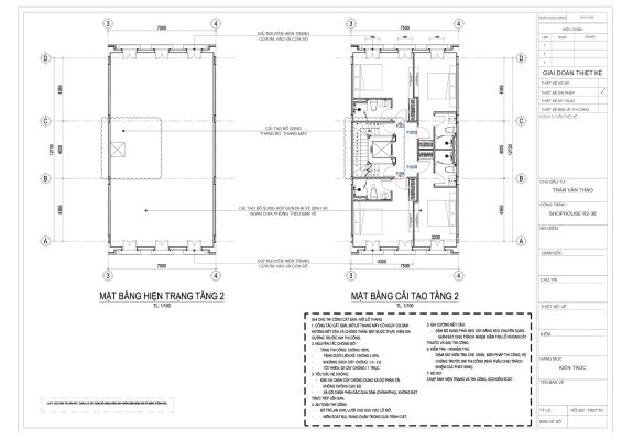 thiet ke tang 2 shop house bai kem cho thue